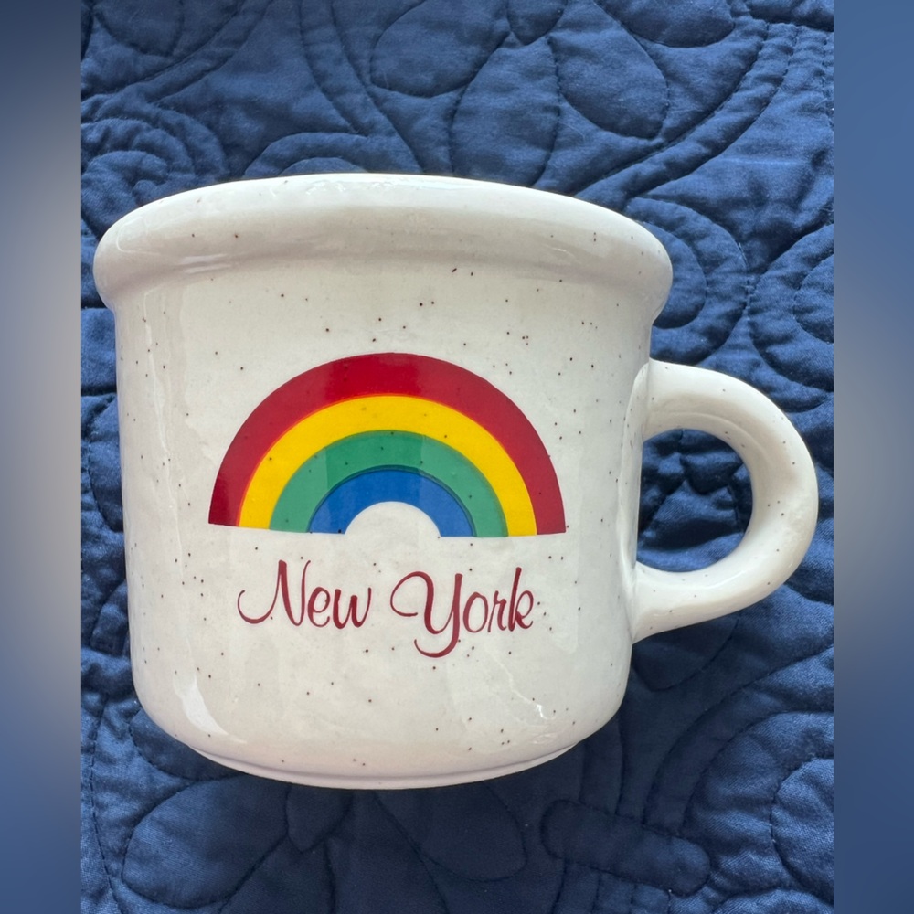 Vintage Treasure Craft New York souvenir mug with rainbow.  Made in USA